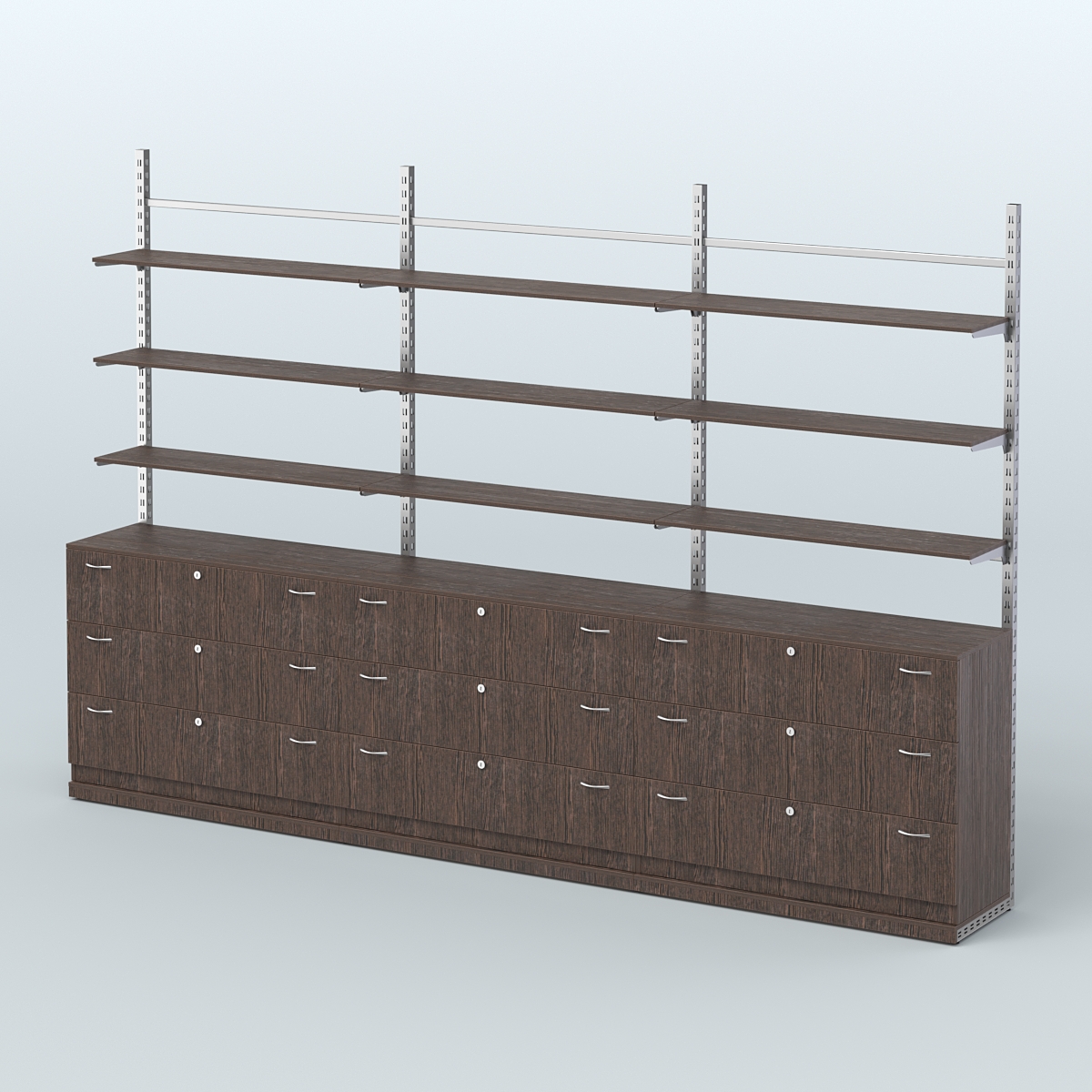 Система ЭЛЕГАНТ пристенная без ДСП №7 с тумбами Т-13 (3600 мм) Дуб Венге