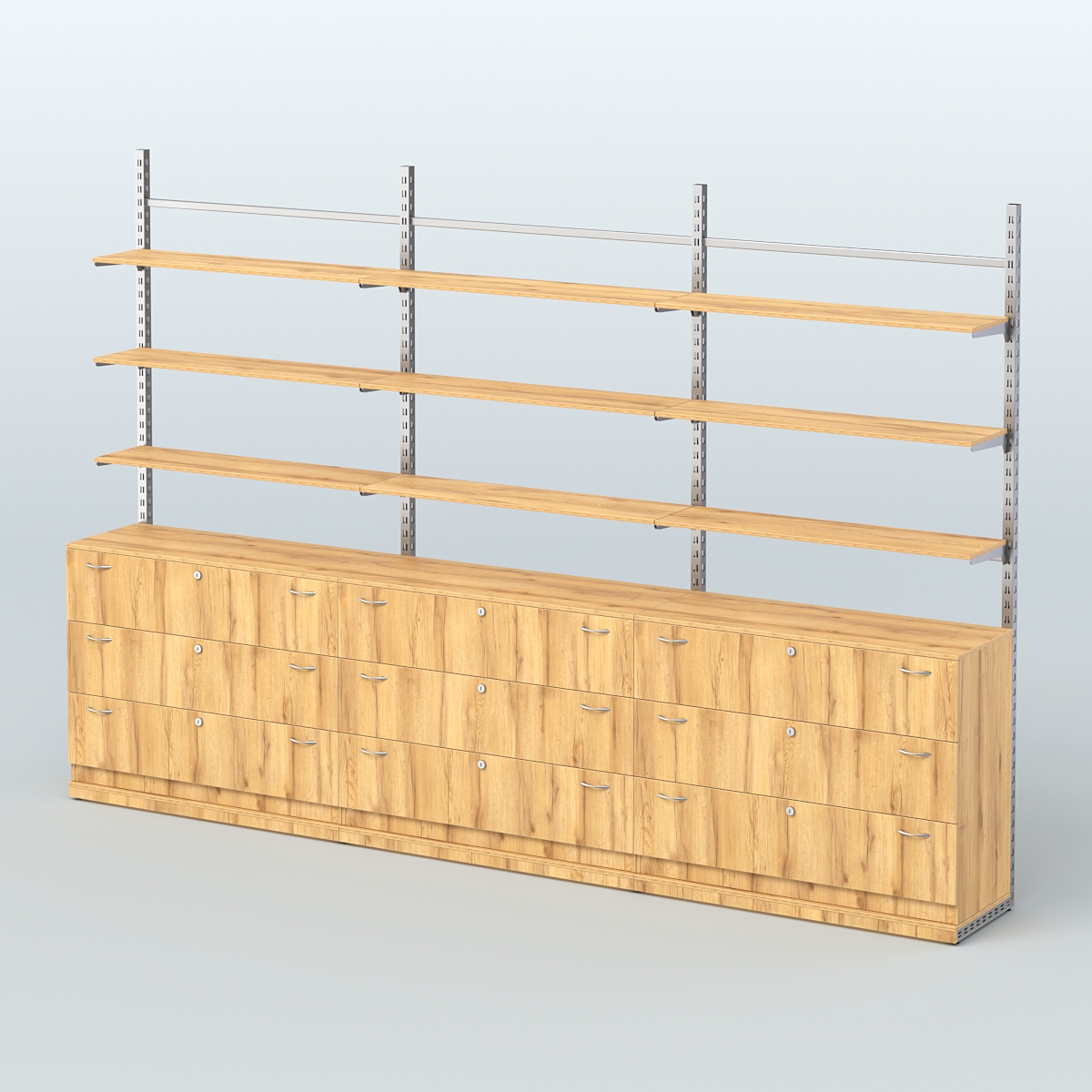 Система ЭЛЕГАНТ пристенная без ДСП №7 с тумбами Т-13 (3600 мм) Дуб Золотистый