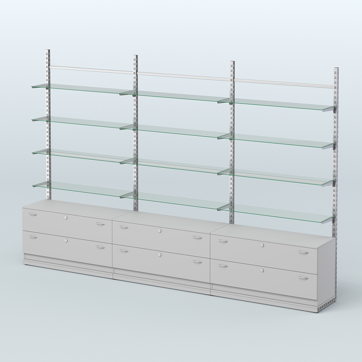 Система ЭЛЕГАНТ пристенная без ДСП №8 с тумбами Т-12 (3600 мм) Серый