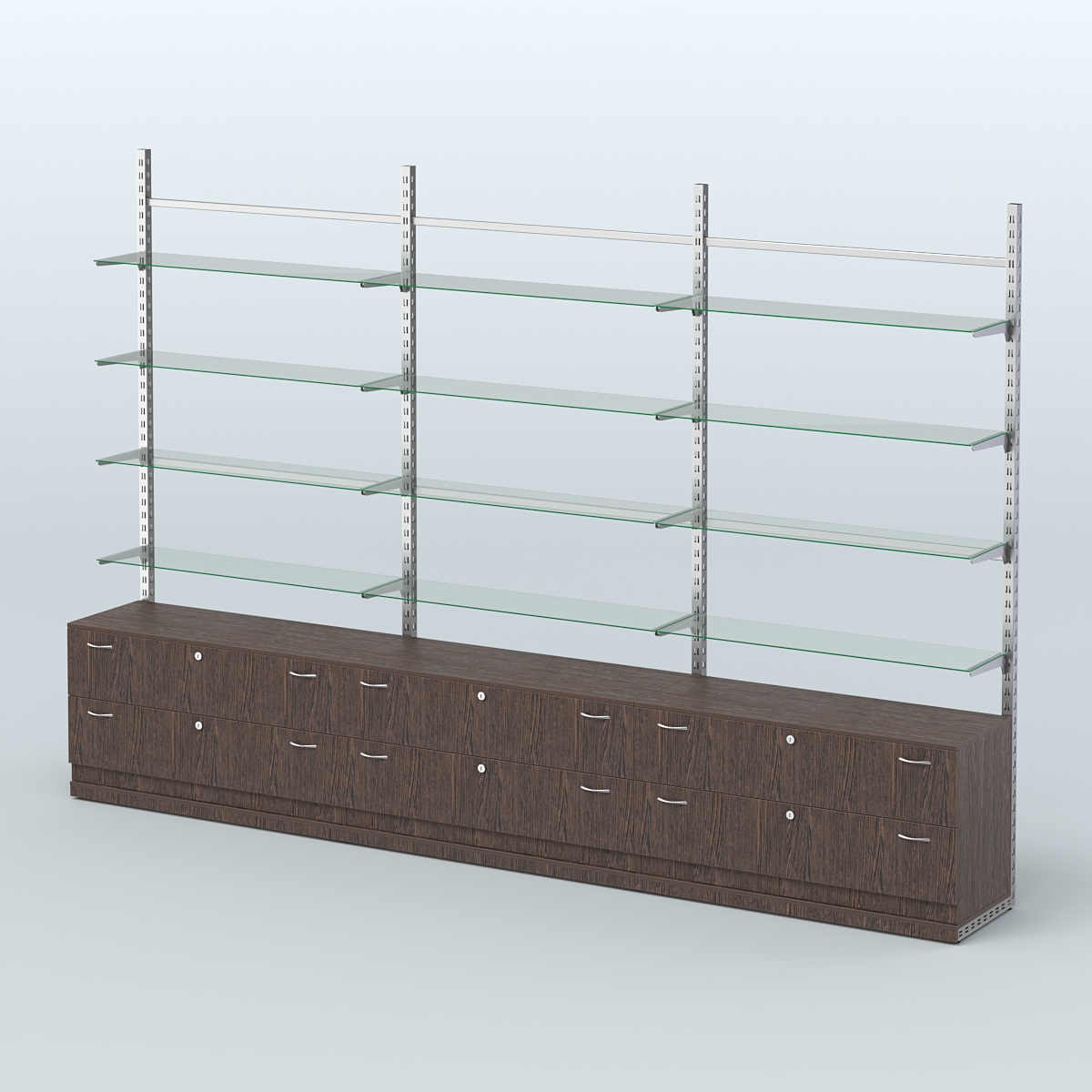 Система ЭЛЕГАНТ пристенная без ДСП №8 с тумбами Т-12 (3600 мм) Дуб Венге