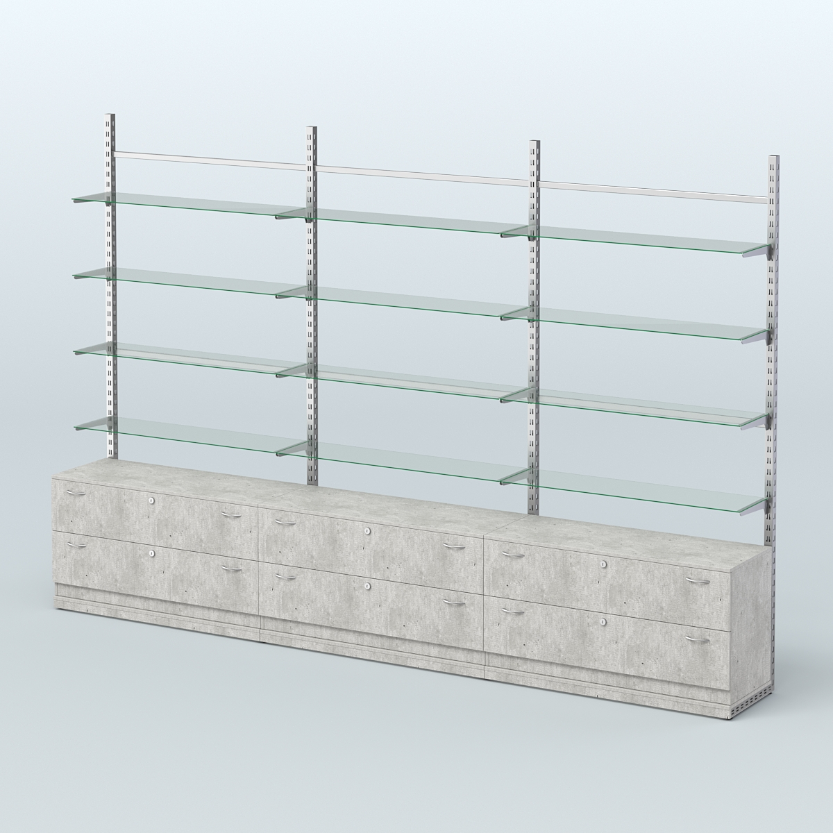 Система ЭЛЕГАНТ пристенная без ДСП №8 с тумбами Т-12 (3600 мм) Метрополитан Грей