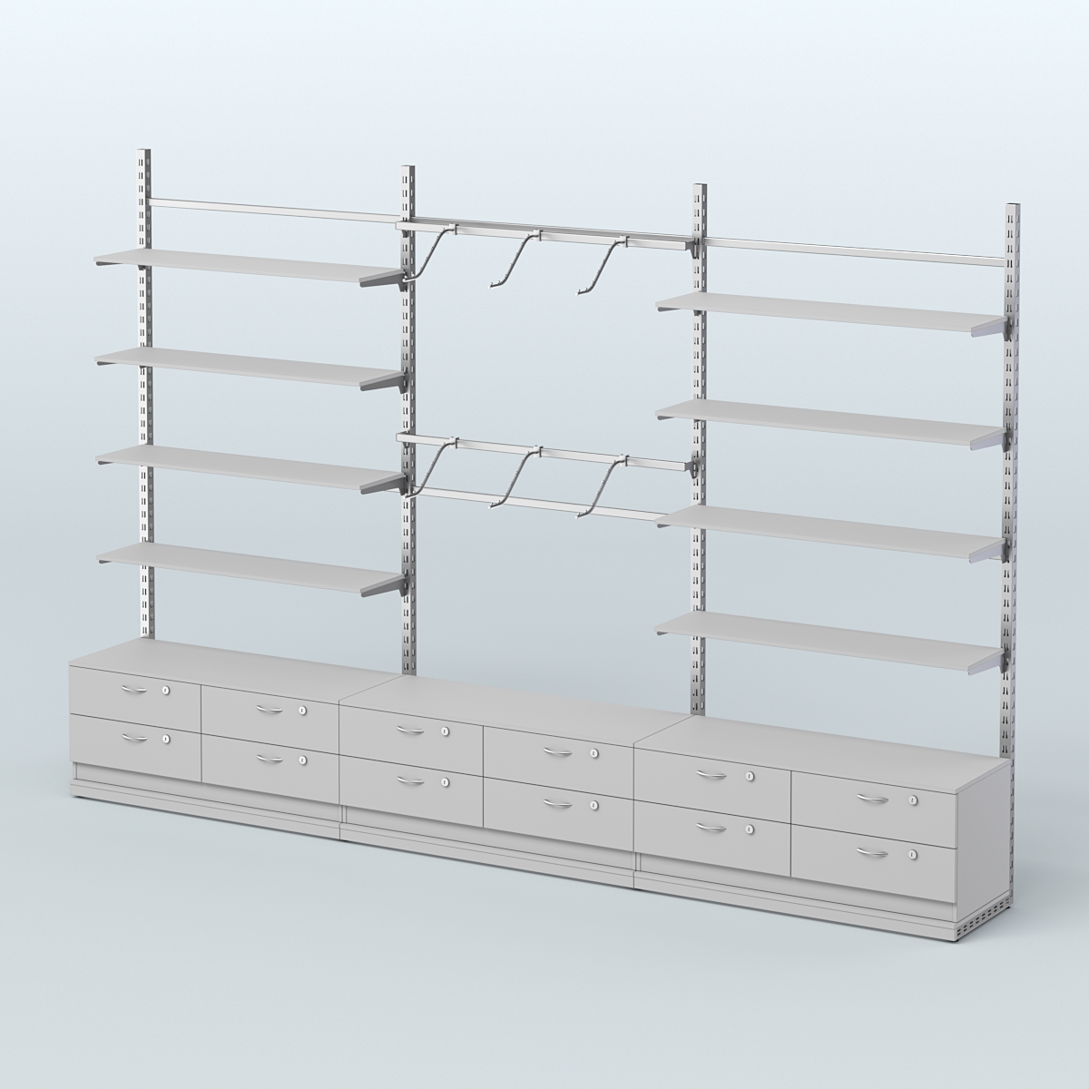 Система ЭЛЕГАНТ пристенная без ДСП №9 с тумбами Т-14 (3600 мм) Серый