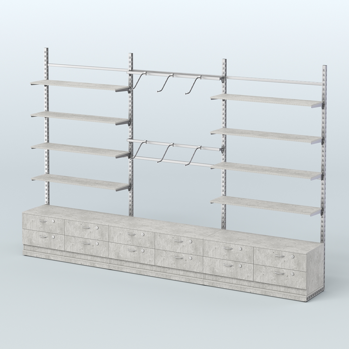 Система ЭЛЕГАНТ пристенная без ДСП №9 с тумбами Т-14 (3600 мм) Метрополитан Грей