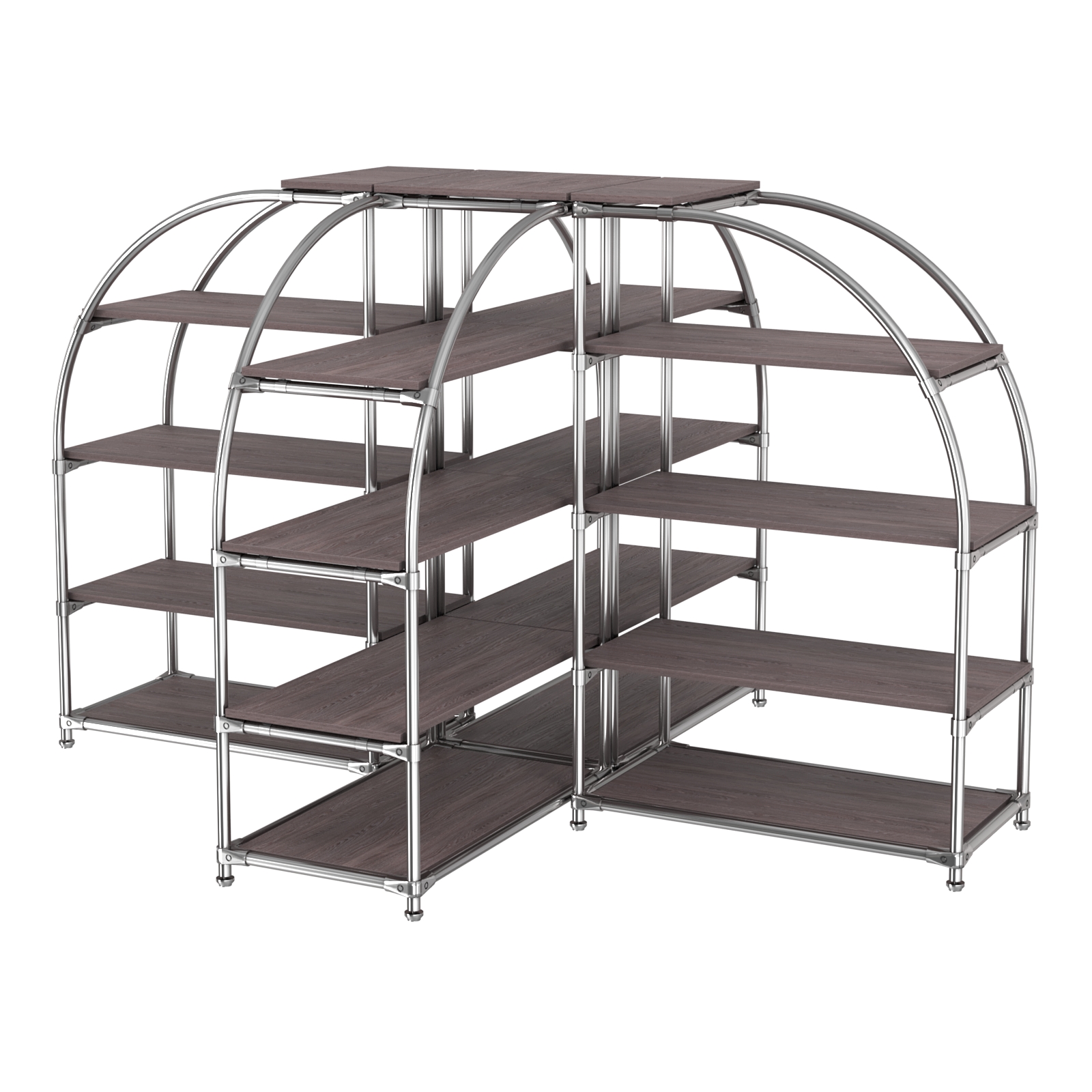 Комбинация стендов TD-06 №3-4 (с полками ДСП 16мм) Ясень Анкор темный