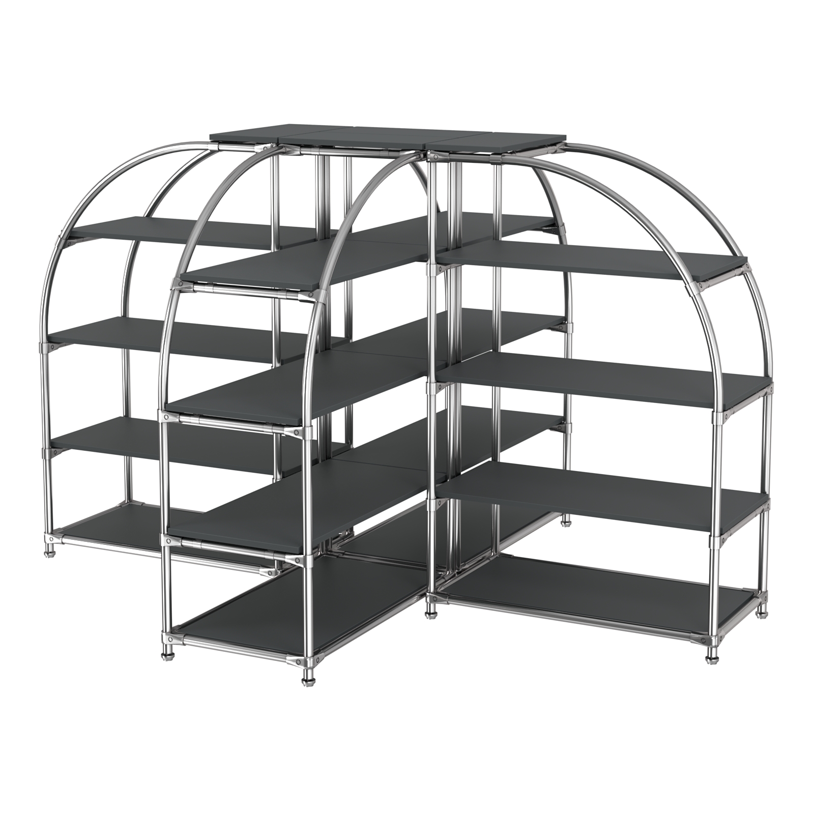 Комбинация стендов TD-06 №3-4 (с полками ДСП 16мм) Антрацит