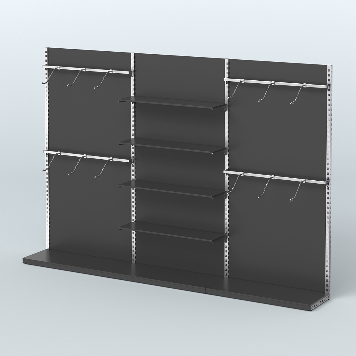 Система ЭЛЕГАНТ №3 пристенная с ДСП (3600 мм) Черный