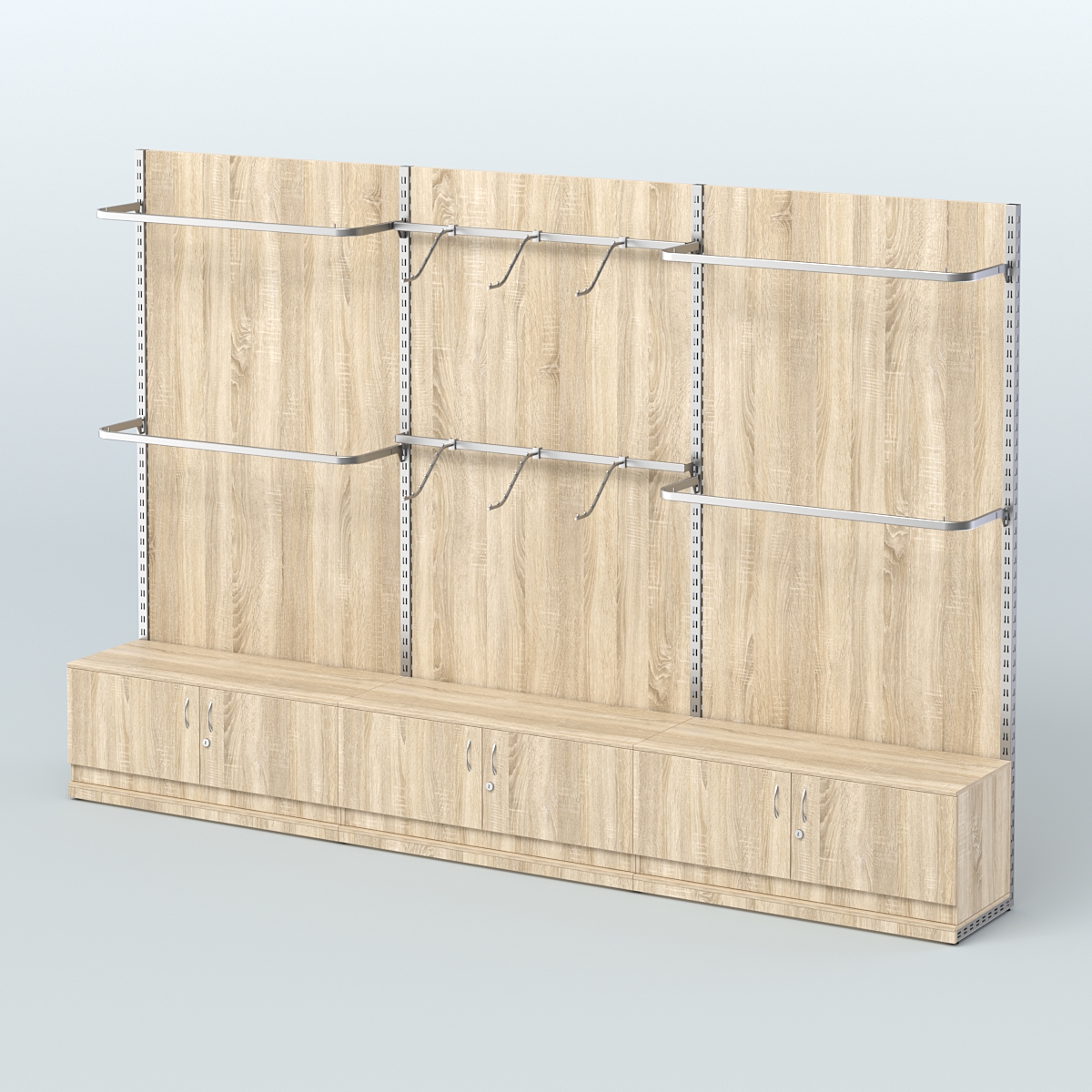 Система ЭЛЕГАНТ №1 пристенная с ДСП и тумбами Т21 (3600 мм) Дуб сонома