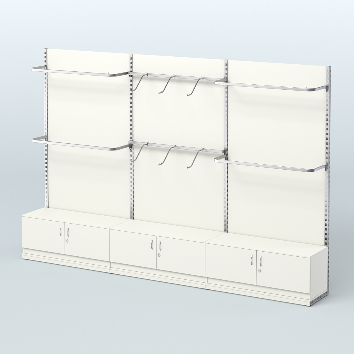 Система ЭЛЕГАНТ №1 пристенная с ДСП и тумбами Т21 (3600 мм) Белый