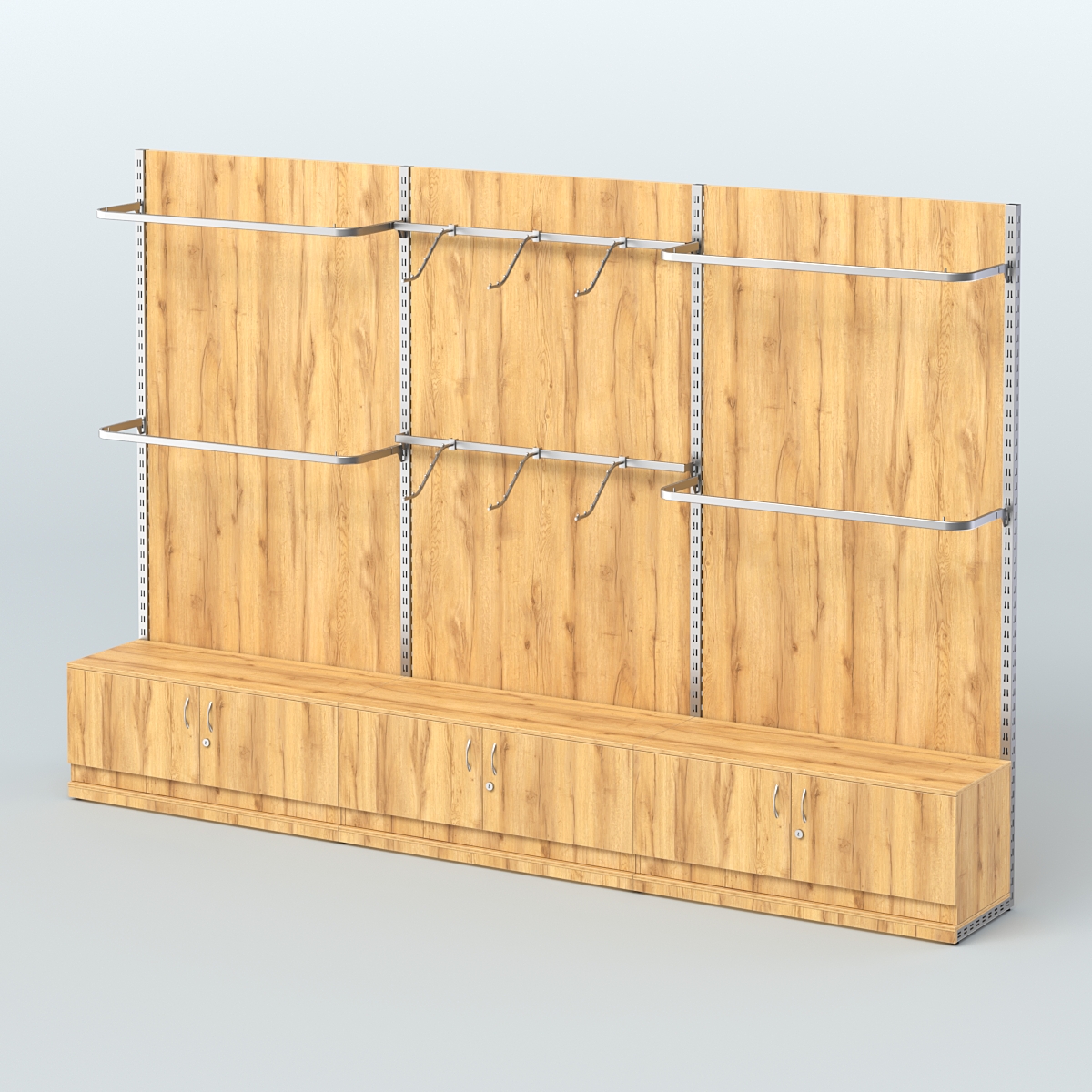 Система ЭЛЕГАНТ №1 пристенная с ДСП и тумбами Т21 (3600 мм) Дуб Золотистый