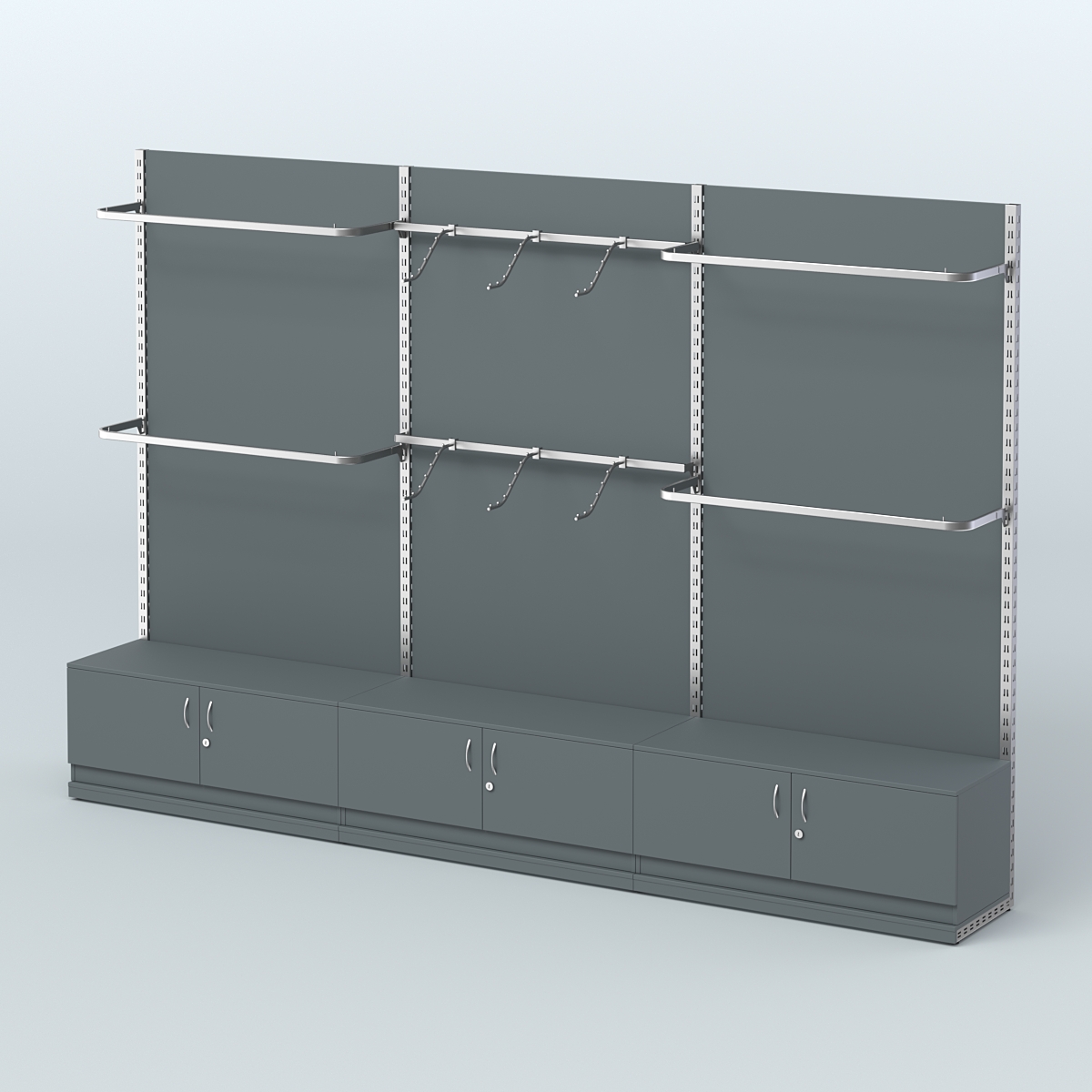 Система ЭЛЕГАНТ №1 пристенная с ДСП и тумбами Т21 (3600 мм) Темно-Серый