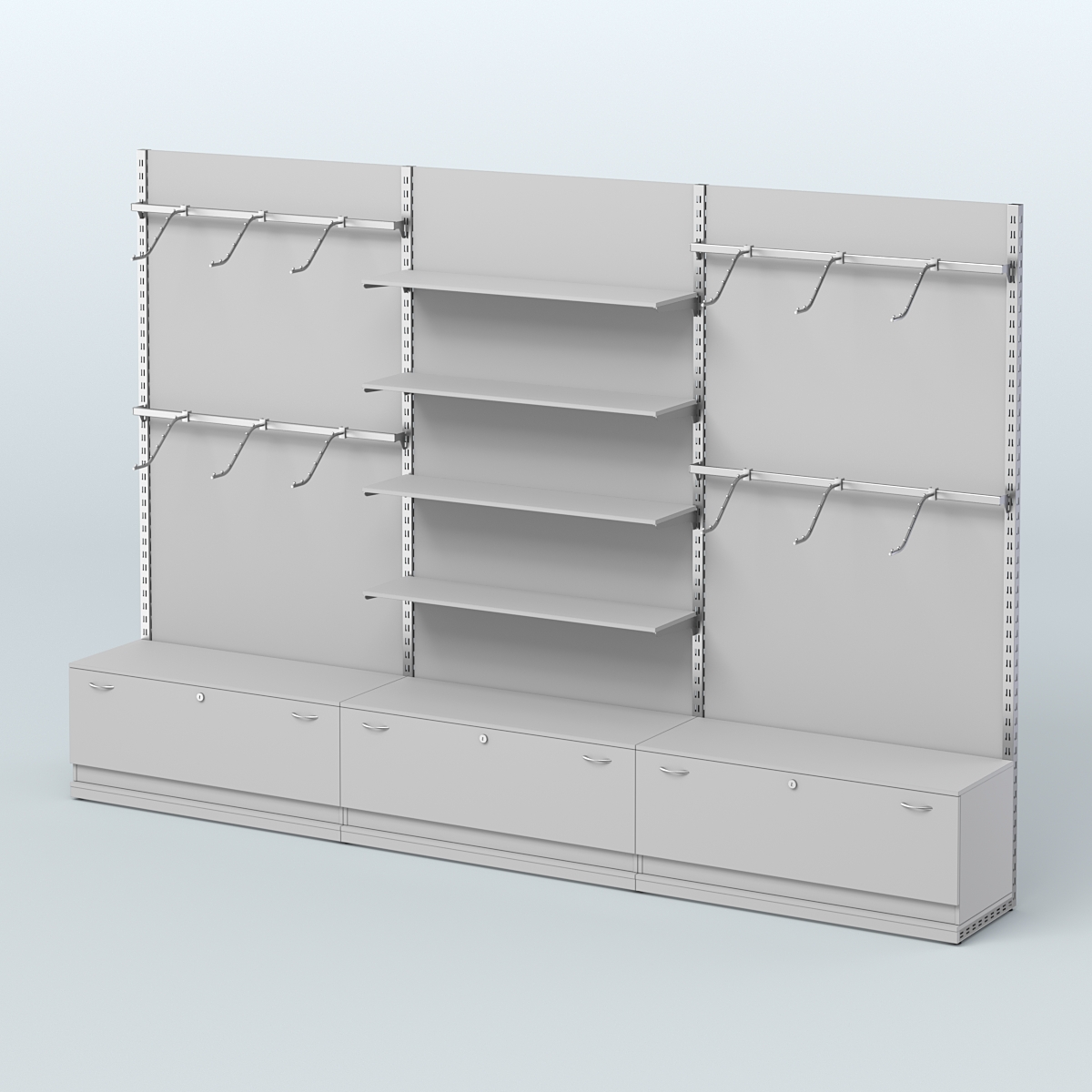 Система ЭЛЕГАНТ №2 пристенная с ДСП и тумбами Т11 (3600 мм) Серый