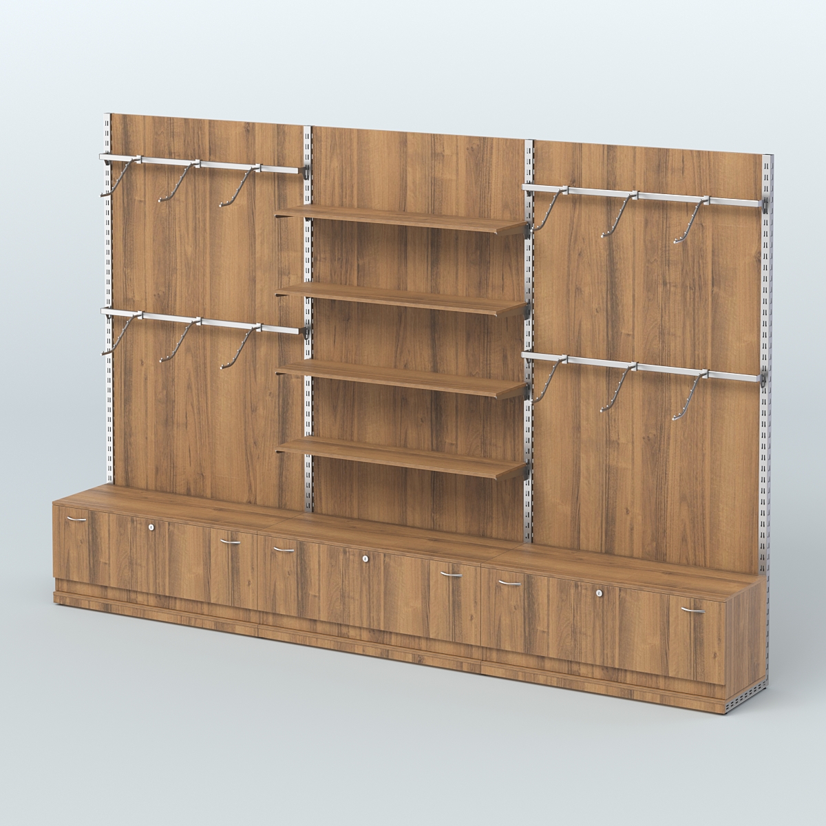 Система ЭЛЕГАНТ №2 пристенная с ДСП и тумбами Т11 (3600 мм) Орех