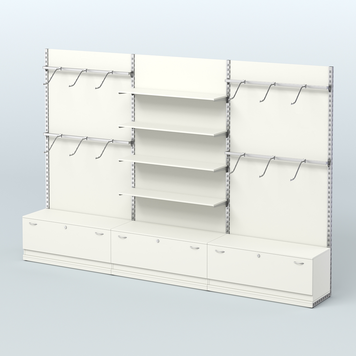 Система ЭЛЕГАНТ №2 пристенная с ДСП и тумбами Т11 (3600 мм) Белый