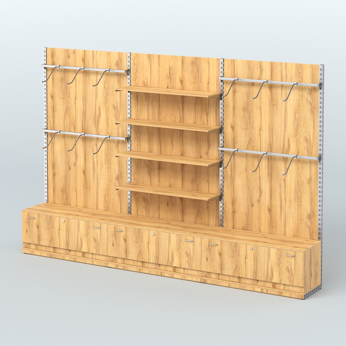 Система ЭЛЕГАНТ №2 пристенная с ДСП и тумбами Т11 (3600 мм) Дуб Золотистый