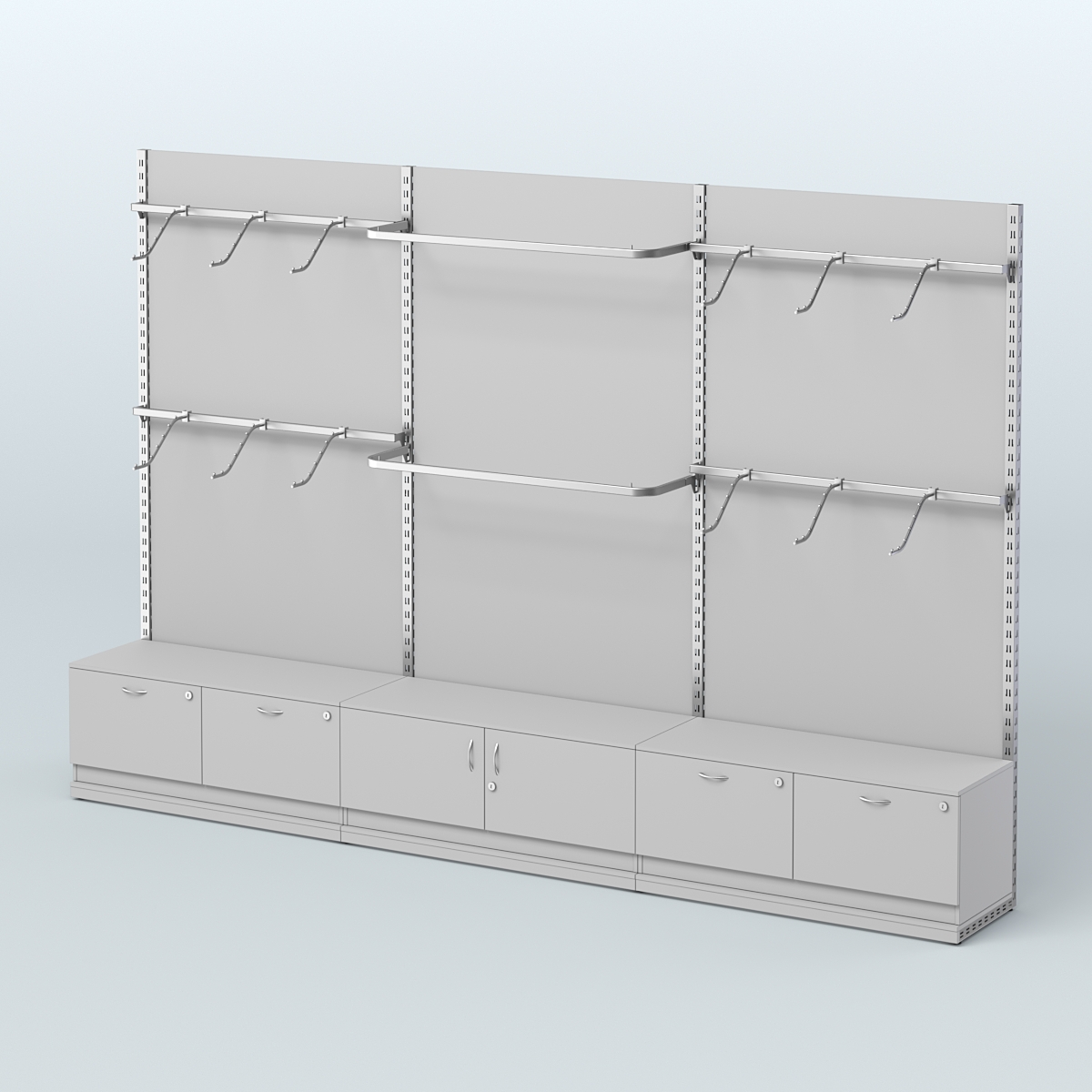 Система ЭЛЕГАНТ №3 пристенная с ДСП и тумбами Т15 и Т21(3600 мм) Серый