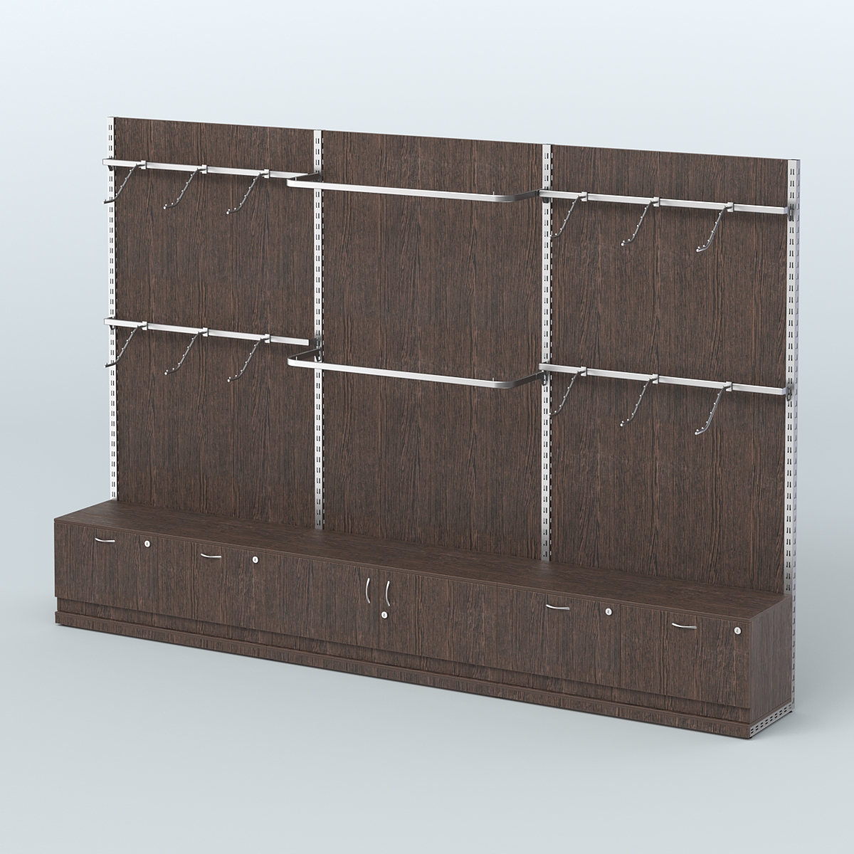 Система ЭЛЕГАНТ №3 пристенная с ДСП и тумбами Т15 и Т21(3600 мм) Дуб Венге