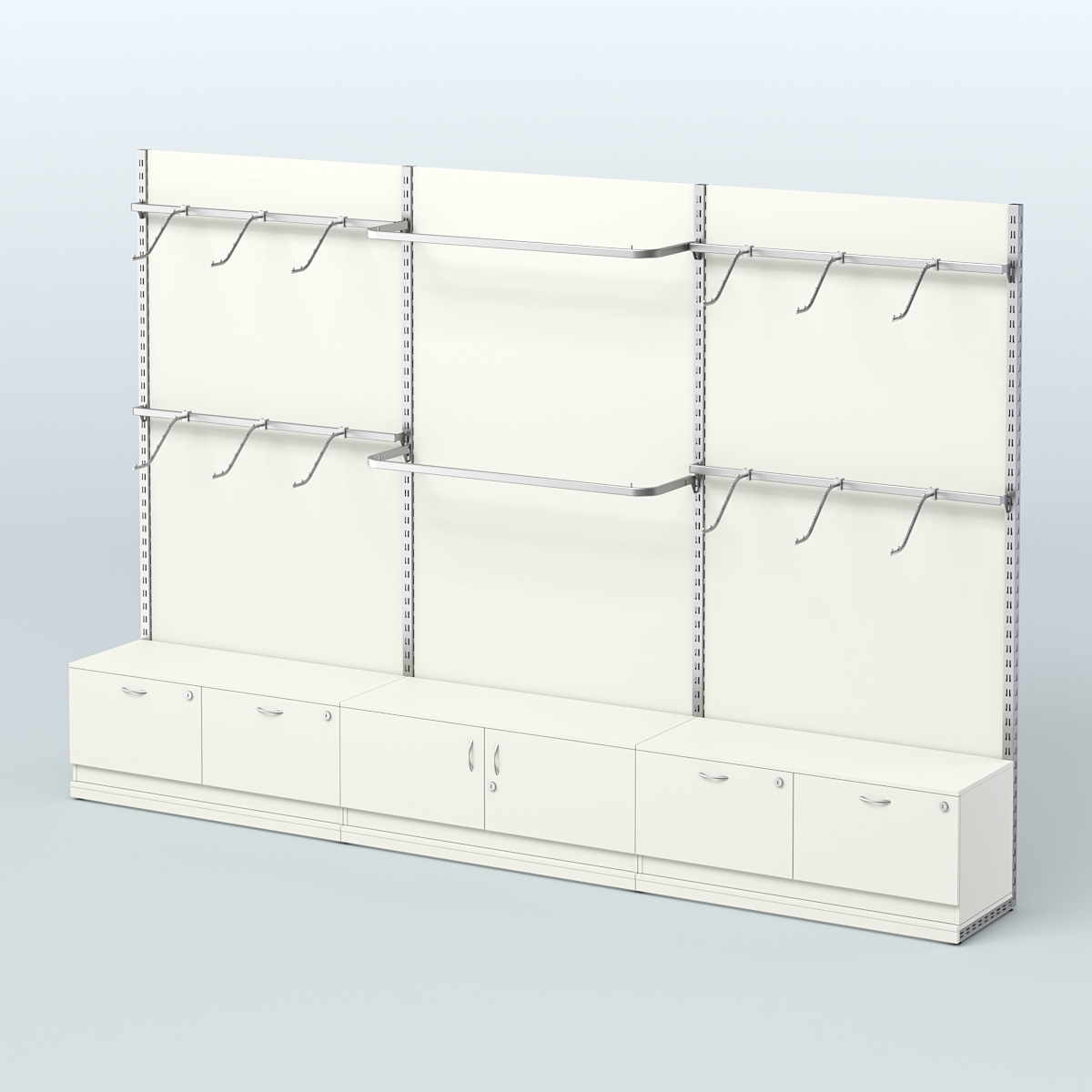 Система ЭЛЕГАНТ №3 пристенная с ДСП и тумбами Т15 и Т21(3600 мм) Белый