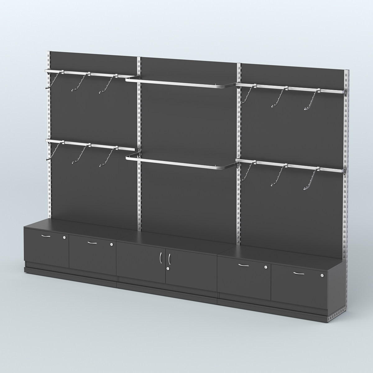 Система ЭЛЕГАНТ №3 пристенная с ДСП и тумбами Т15 и Т21(3600 мм) Черный