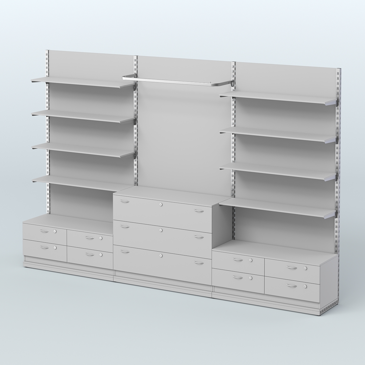 Система ЭЛЕГАНТ №5 пристенная с ДСП и тумбами Т14 и Т13 (3600 мм) Серый
