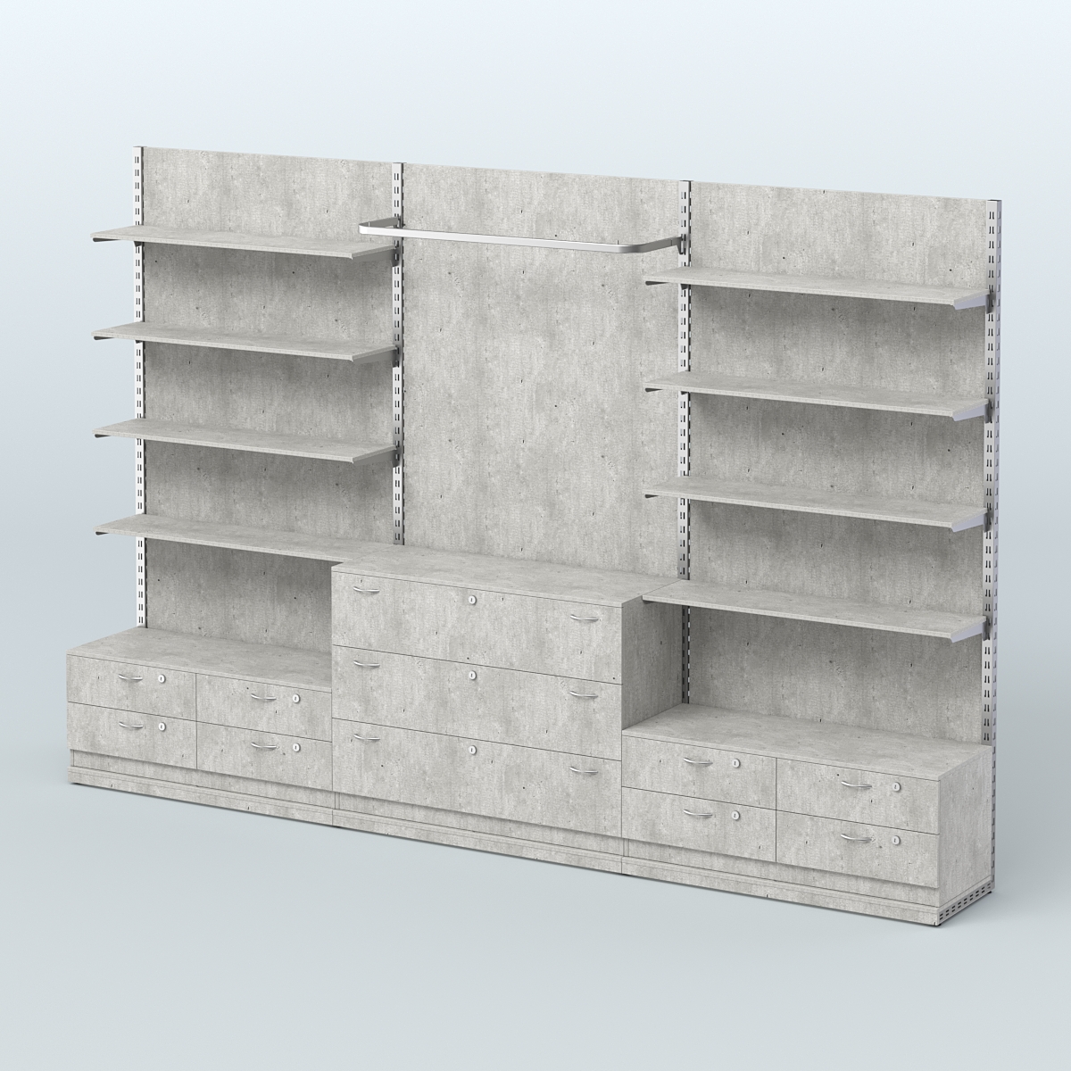 Система ЭЛЕГАНТ №5 пристенная с ДСП и тумбами Т14 и Т13 (3600 мм) Метрополитан Грей