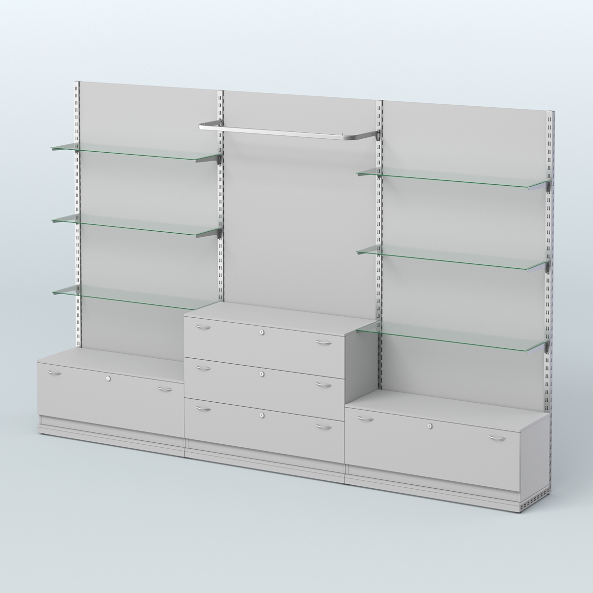 Система ЭЛЕГАНТ №6 пристенная с ДСП и тумбами Т11 и Т13 (3600 мм) Серый