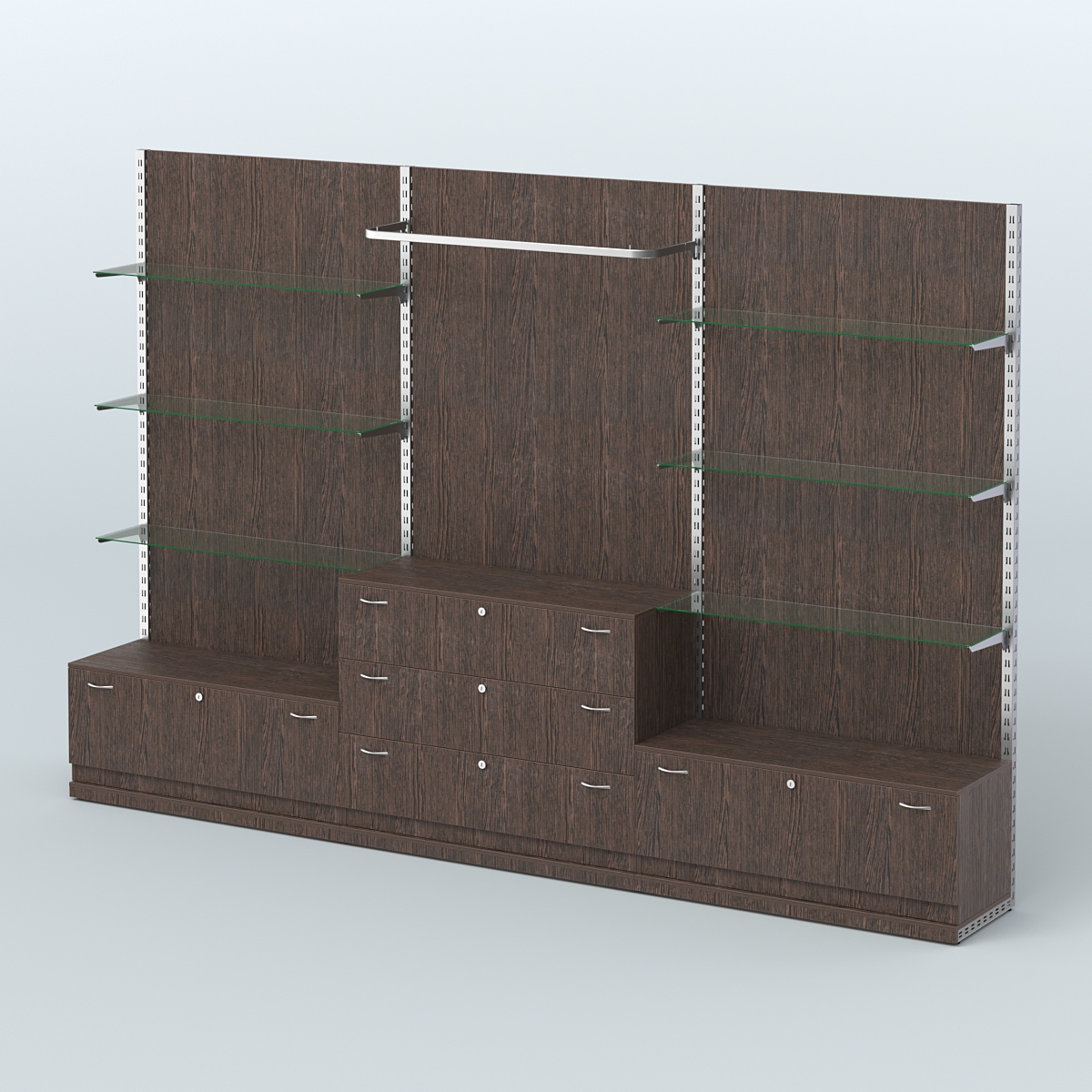 Система ЭЛЕГАНТ №6 пристенная с ДСП и тумбами Т11 и Т13 (3600 мм) Дуб Венге