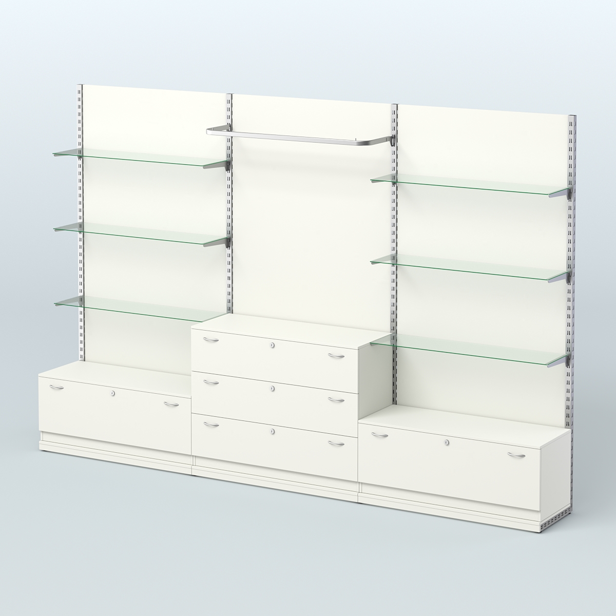 Система ЭЛЕГАНТ №6 пристенная с ДСП и тумбами Т11 и Т13 (3600 мм) Белый