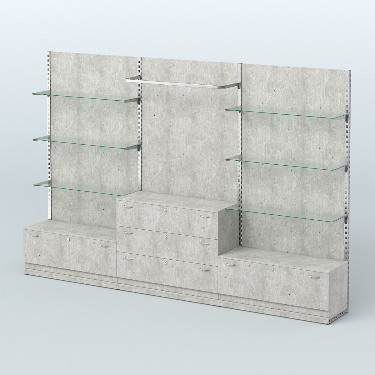 Система ЭЛЕГАНТ №6 пристенная с ДСП и тумбами Т11 и Т13 (3600 мм) Метрополитан Грей