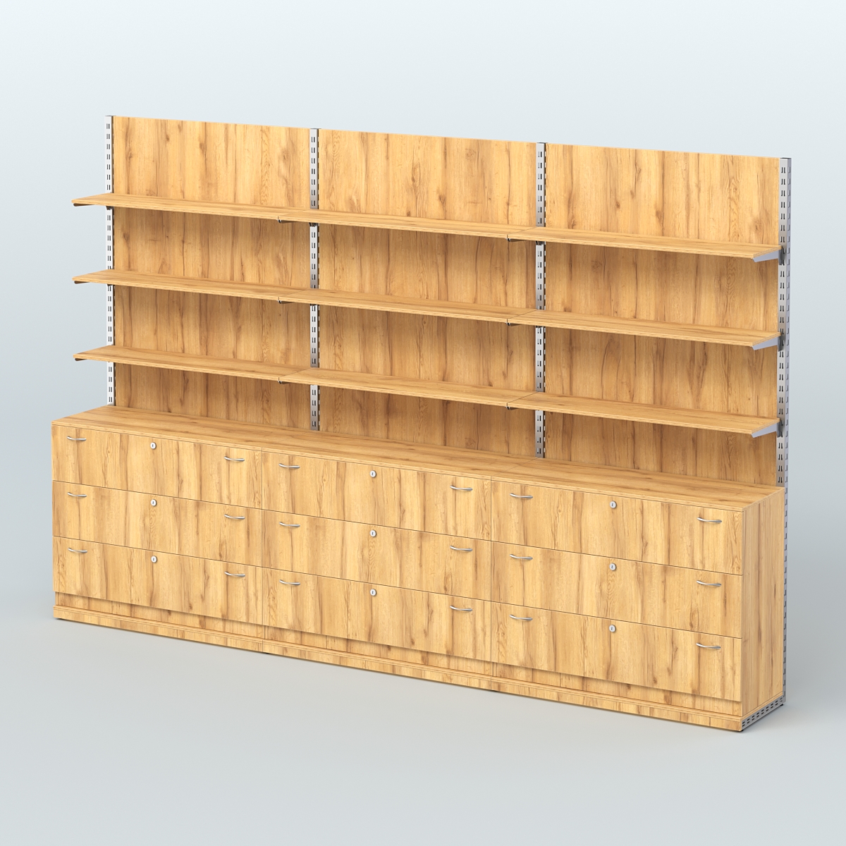 Система ЭЛЕГАНТ №7 пристенная с ДСП и тумбами Т13 (3600 мм) Дуб Золотистый