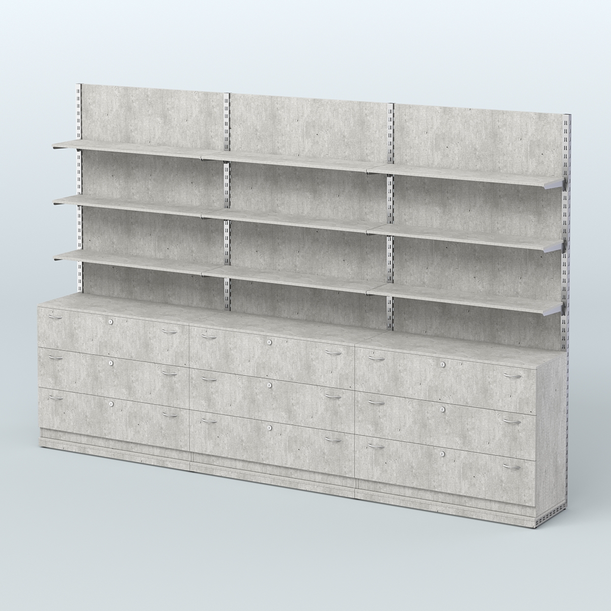 Система ЭЛЕГАНТ №7 пристенная с ДСП и тумбами Т13 (3600 мм) Метрополитан Грей