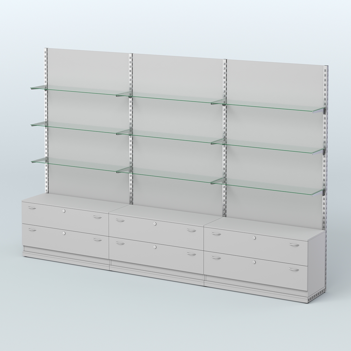 Система ЭЛЕГАНТ №8 пристенная с ДСП и тумбами Т12 (3600 мм) Серый