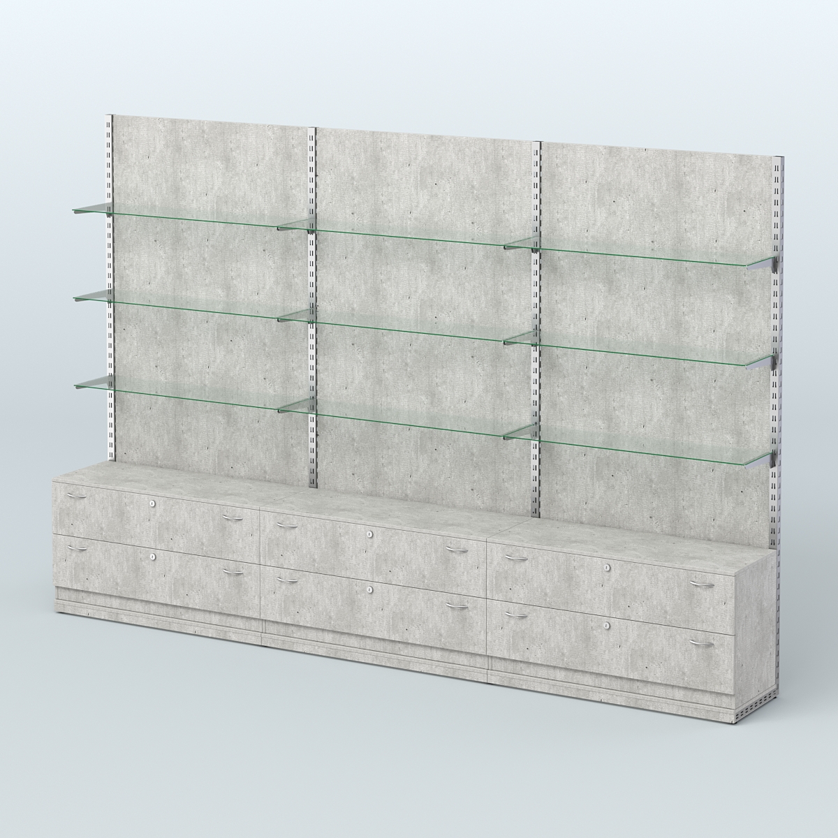 Система ЭЛЕГАНТ №8 пристенная с ДСП и тумбами Т12 (3600 мм) Метрополитан Грей