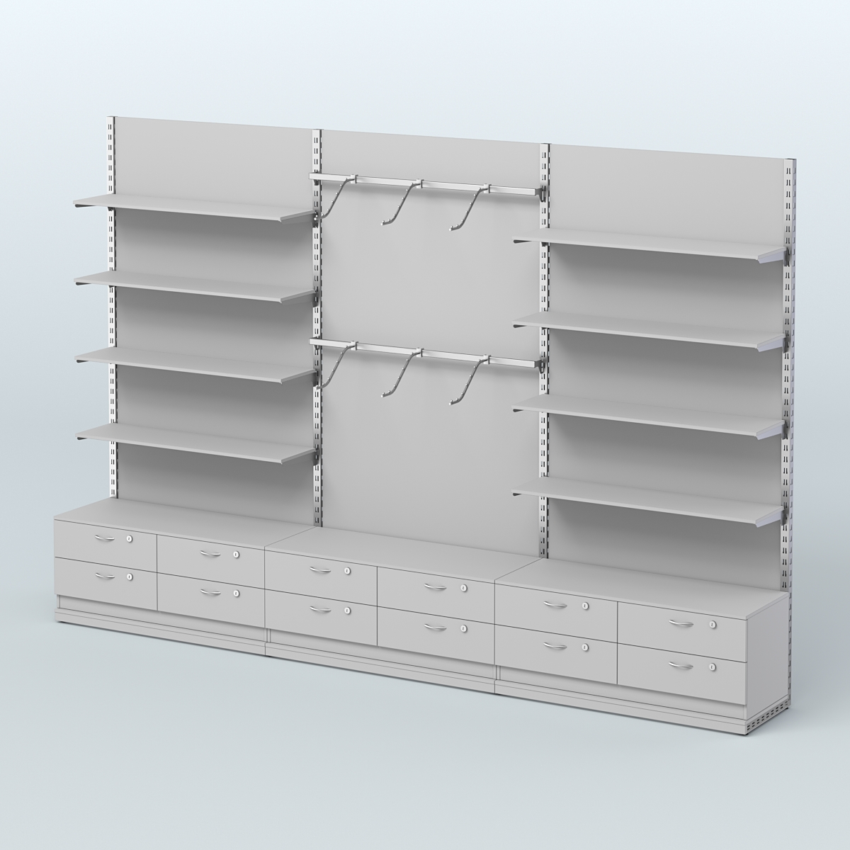 Система ЭЛЕГАНТ №9 пристенная с ДСП и тумбами Т14 (3600 мм) Серый