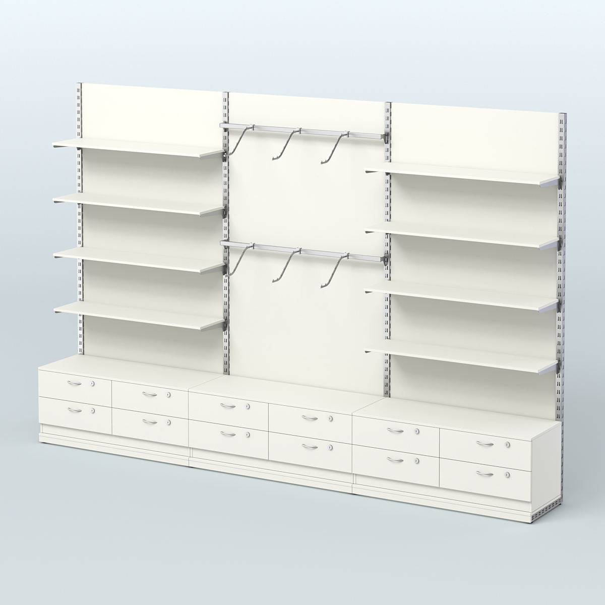 Система ЭЛЕГАНТ №9 пристенная с ДСП и тумбами Т14 (3600 мм) Белый