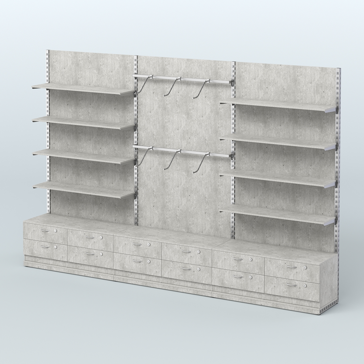 Система ЭЛЕГАНТ №9 пристенная с ДСП и тумбами Т14 (3600 мм) Метрополитан Грей