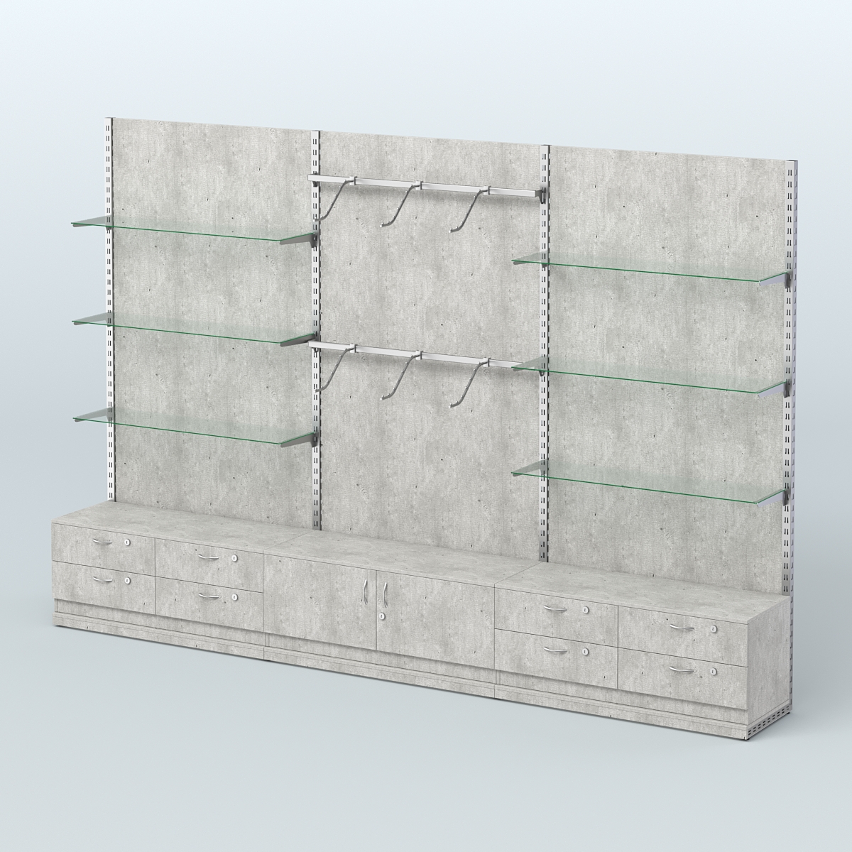 Система ЭЛЕГАНТ №10 пристенная с ДСП и тумбами Т14 и Т21 (3600 мм) Метрополитан Грей