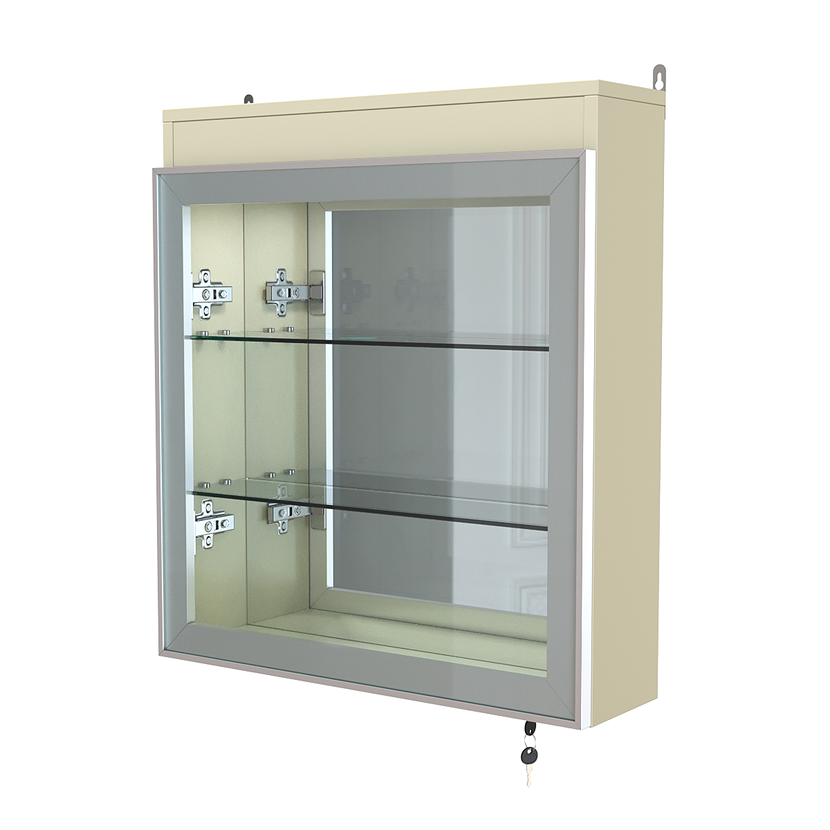 Витрина настенная №1-4А с подсветкой и зеркалом серии Collecto Крем Вайс