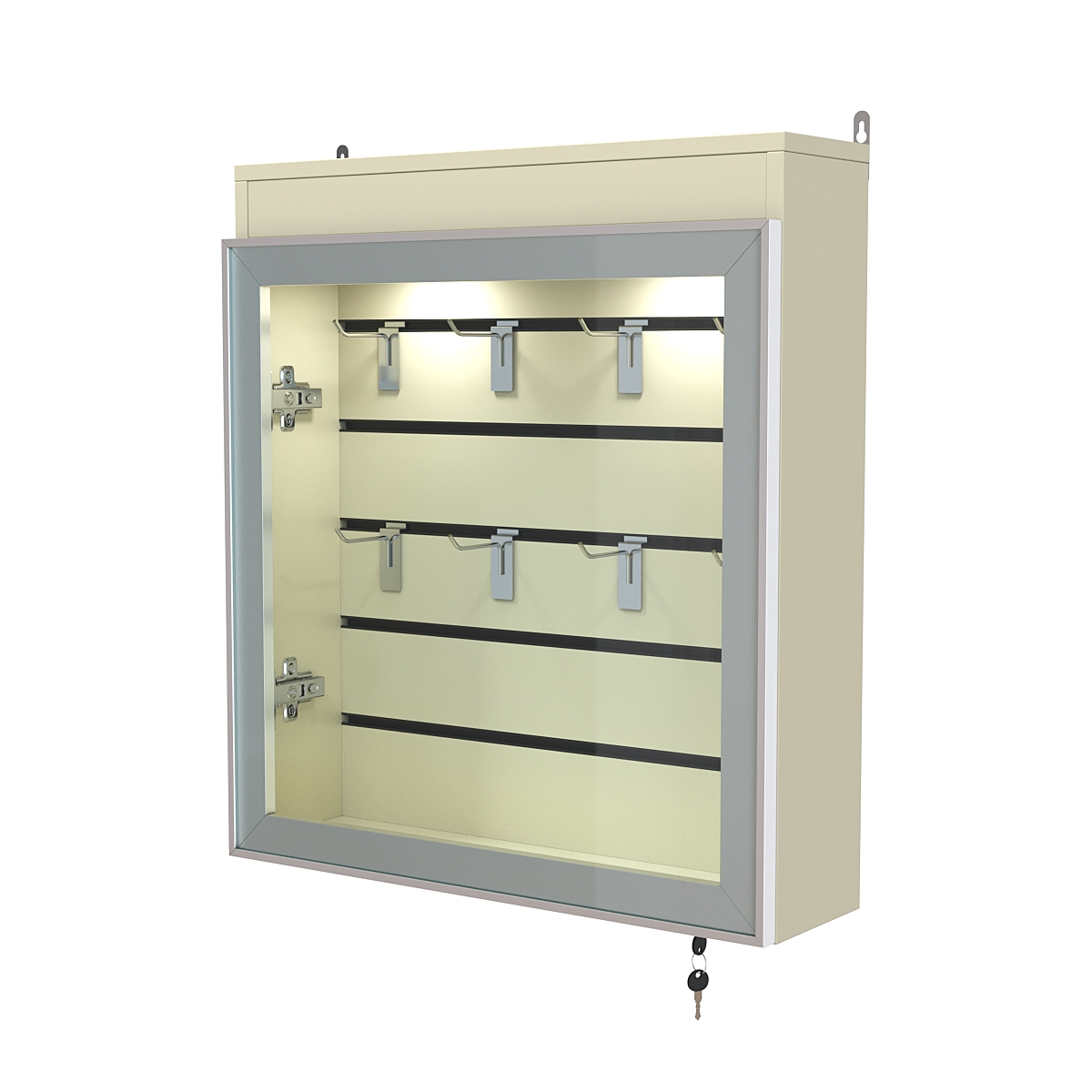 Витрина настенная №1-2Б с эконом панелью и фризом серии Collecto Крем Вайс