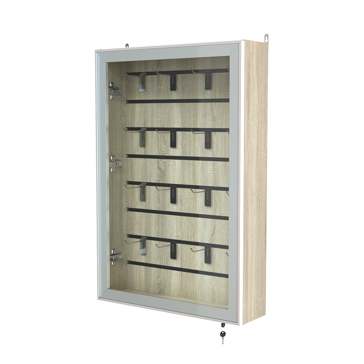 Витрина настенная №2-1Б с эконом панелью и стеклянными дверками серии Collecto Дуб Сонома