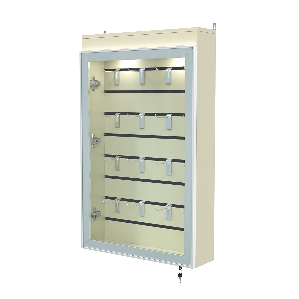 Витрина настенная №2-2Б с эконом панелью и верхней подсветкой серии Collecto Крем Вайс