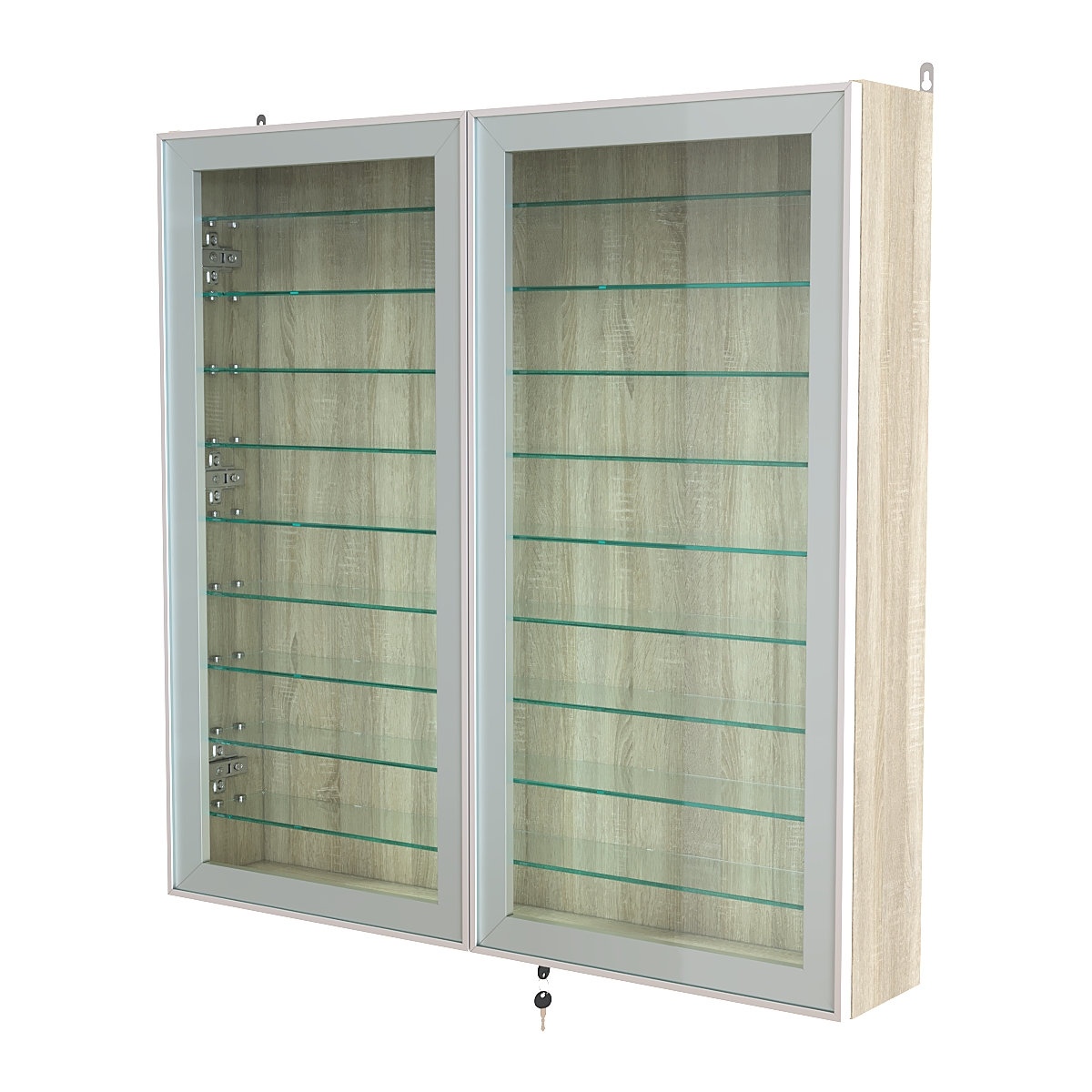 Витрина настенная №4-5А с девятью прозрачными полками серии Collecto Дуб Сонома