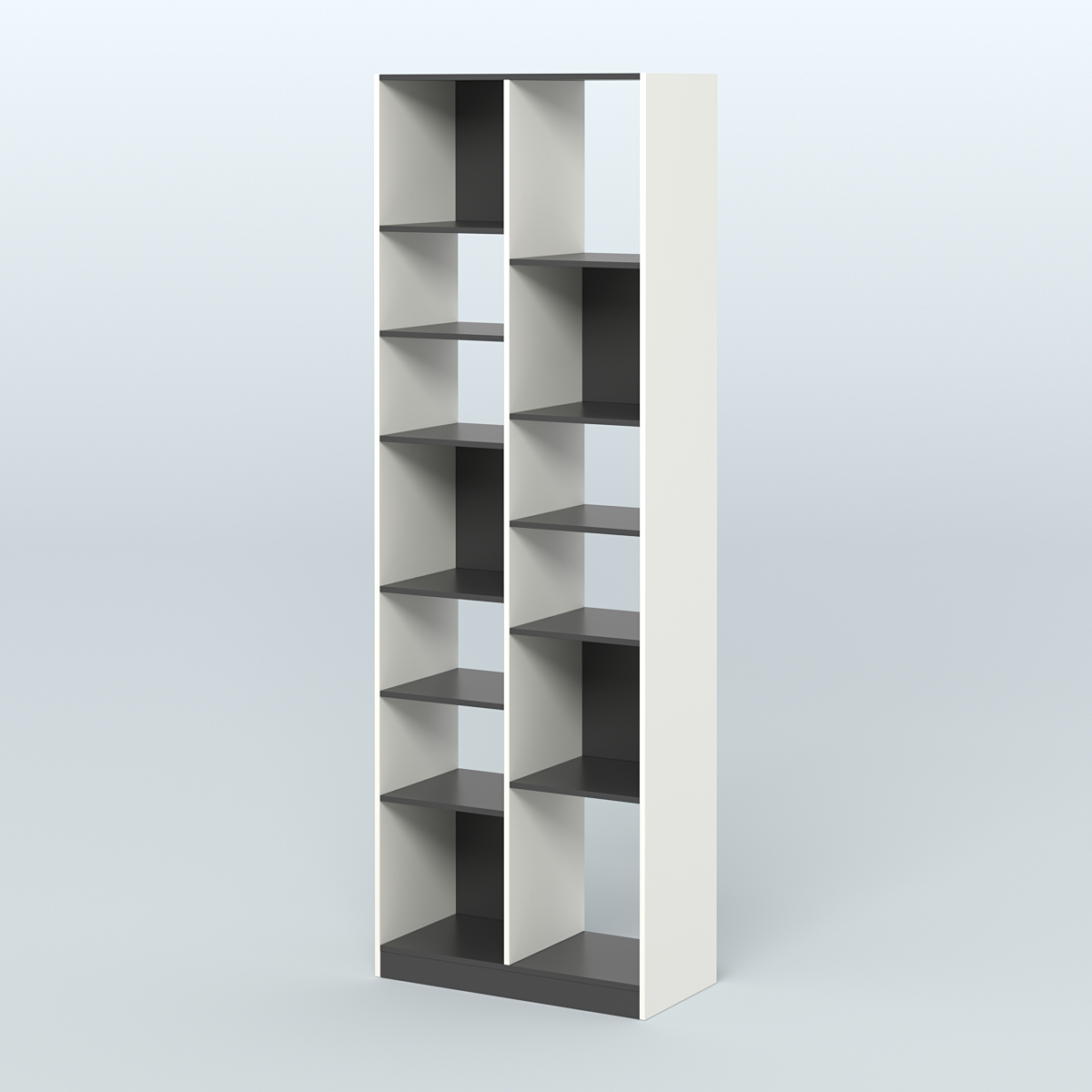 Стеллаж из ДСП серии ЛОФТ №8-2 с полками ДСП Белый и Черный