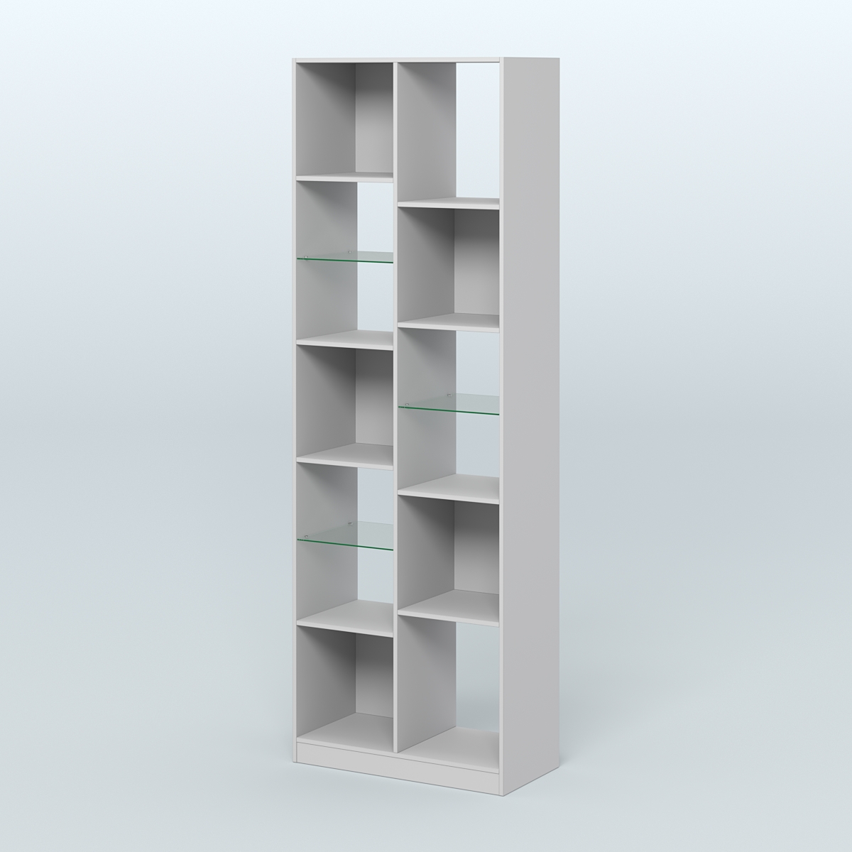 Стеллаж из ДСП серии ЛОФТ №8-3 с полками стекло 5 мм Серый