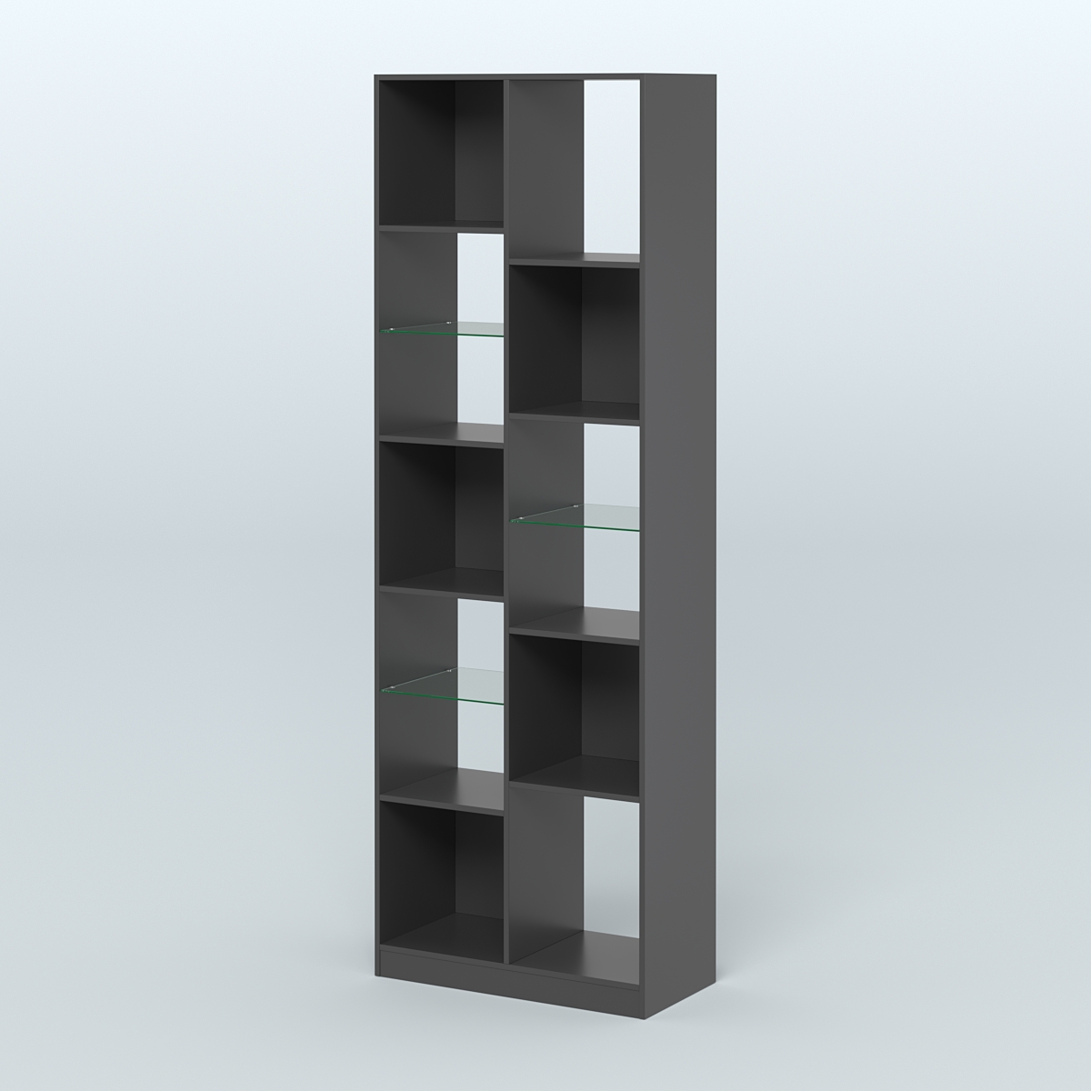 Стеллаж из ДСП серии ЛОФТ №8-3 с полками стекло 5 мм Черный