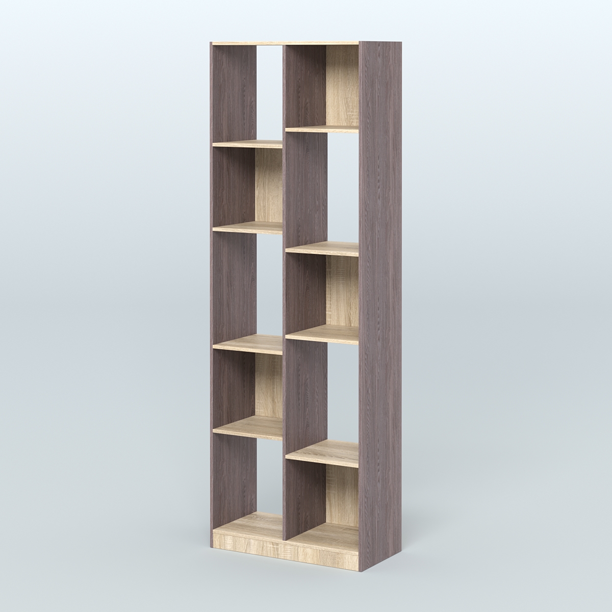 Стеллаж из ДСП серии ЛОФТ №8-1 (зеркальное отражение - Z)  Ясень Анкор темный и Дуб Сонома