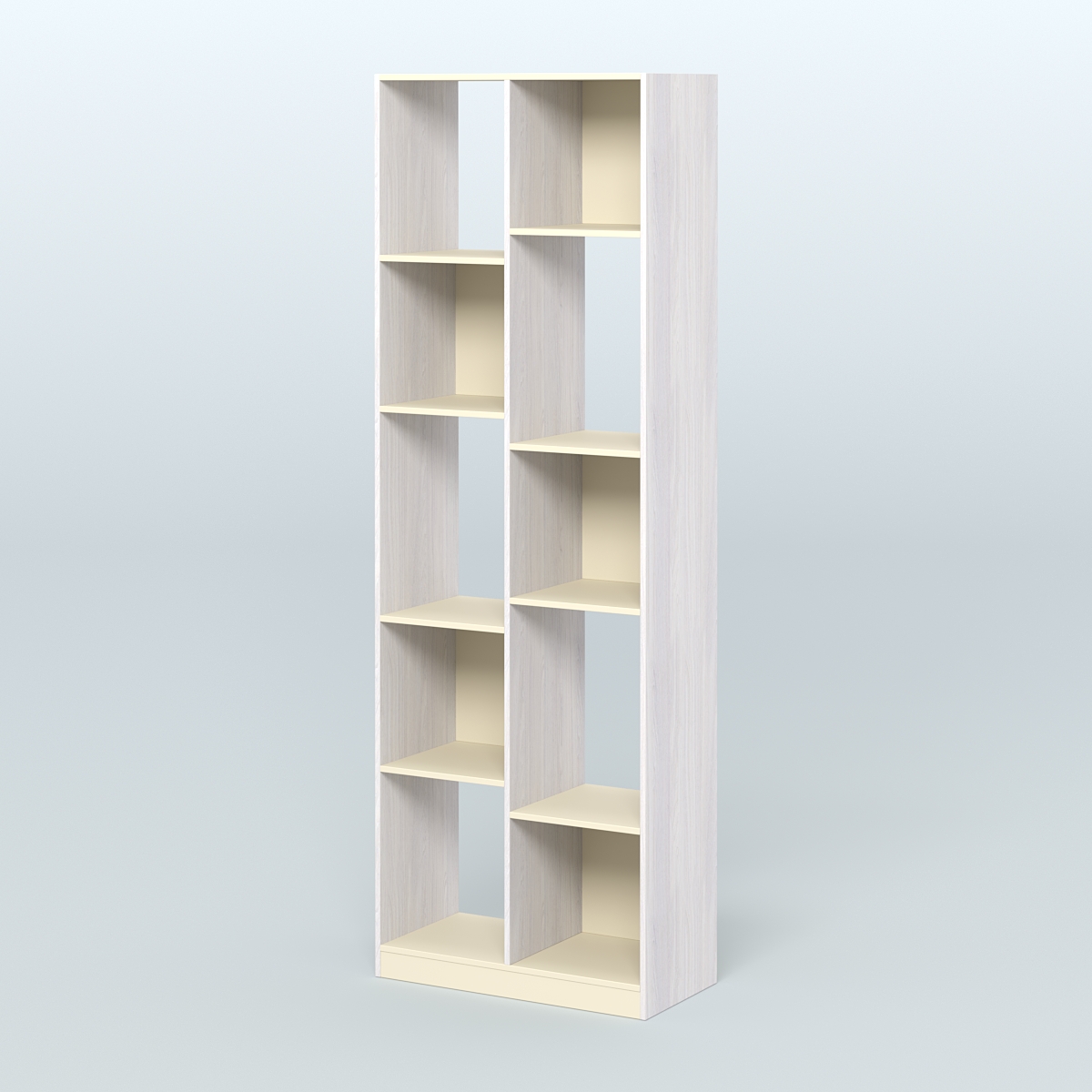 Стеллаж из ДСП серии ЛОФТ №8-1 (зеркальное отражение - Z)  Ясень Анкор светлый и Крем Вайс