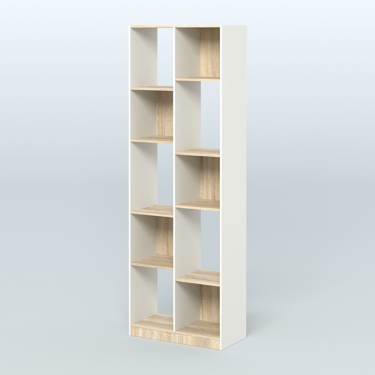 Стеллаж из ДСП серии ЛОФТ №8-1 (зеркальное отражение - Z)  Белый + Дуб Сонома