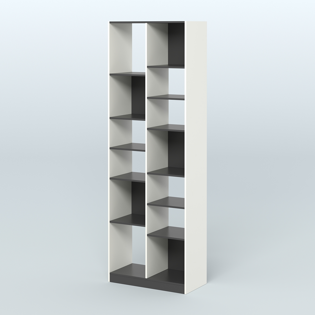 Стеллаж из ДСП серии ЛОФТ №8-2 (зеркальное отражение - Z) с полками ДСП Белый и Черный