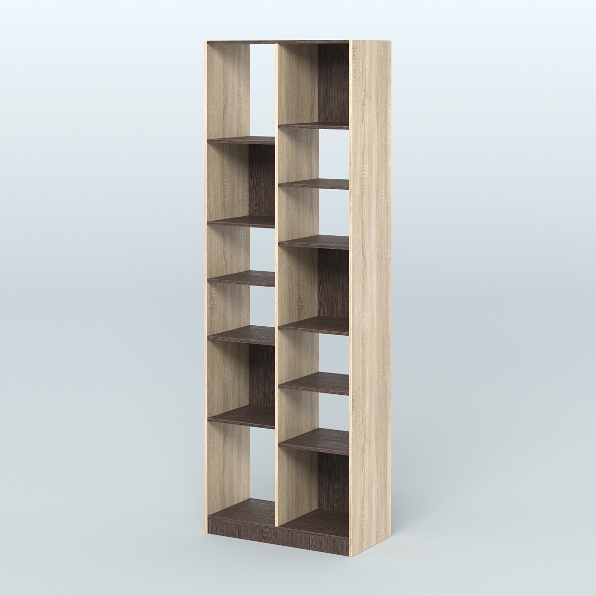 Стеллаж из ДСП серии ЛОФТ №8-2 (зеркальное отражение - Z) с полками ДСП Дуб Сонома + Дуб Венге
