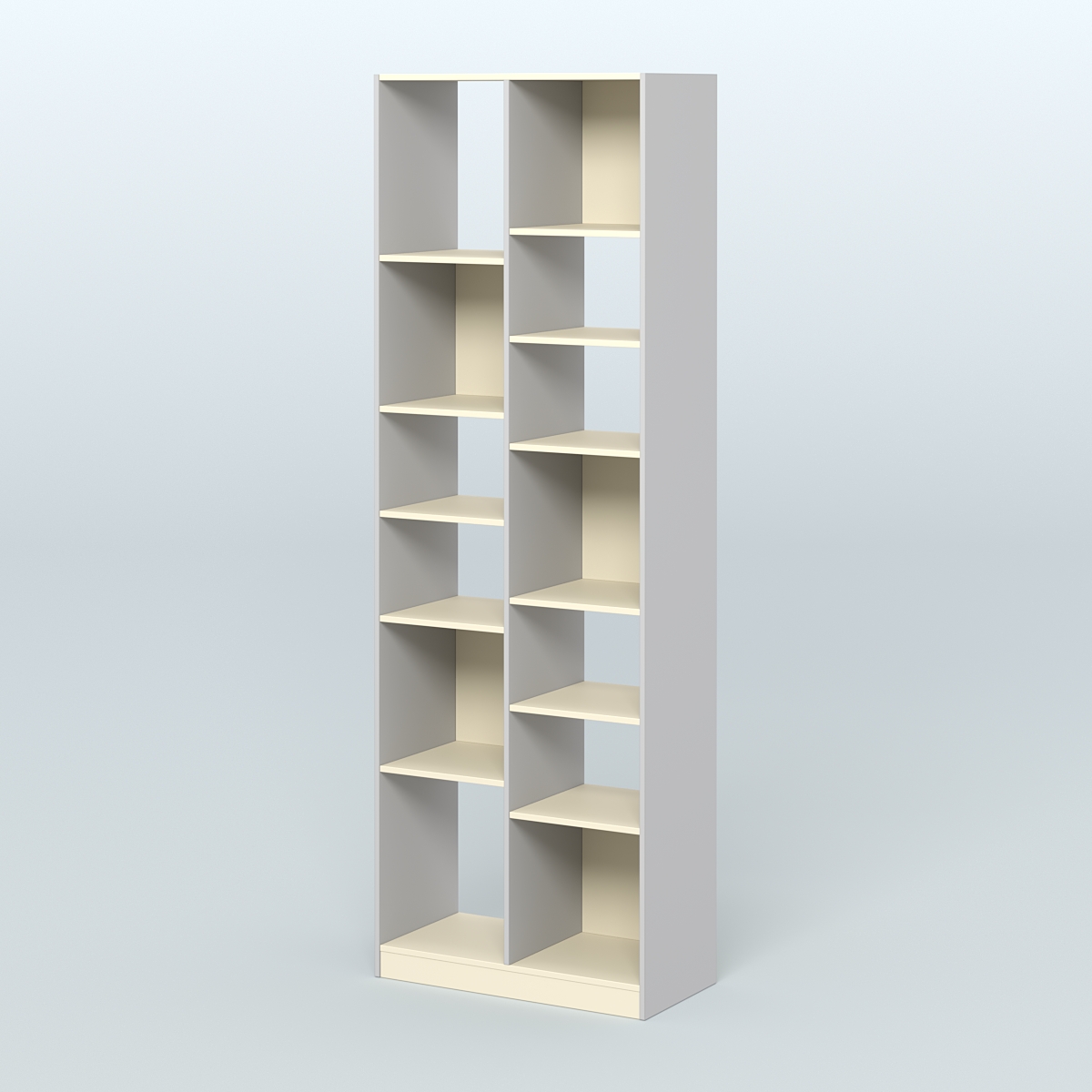 Стеллаж из ДСП серии ЛОФТ №8-2 (зеркальное отражение - Z) с полками ДСП Серый + Крем Вайс